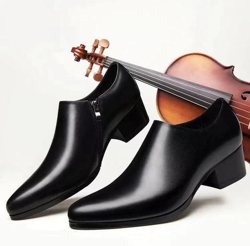 Men's Leather Business Shoes Slip-On Pointed Toe Loafers for Weddings and Daily Wear